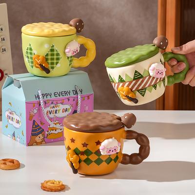 Tapa de Taza de Cerámica con Alto Aspecto para Hogar Oficina Pareja Taza de Agua Caja de Regalo Taza de Recuerdo de Gama Alta
