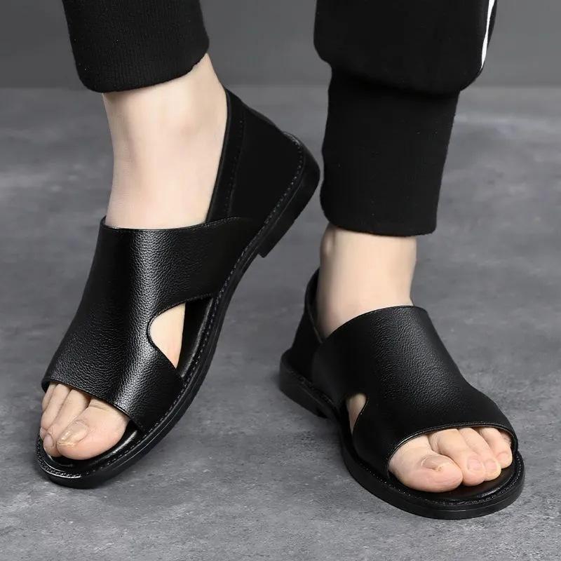 Men's Summer Slip-On Sandals Breathable Soft Sole Anti-Slip Comfortable Beach Casual Shoes PVC Material Lightweight Sandals