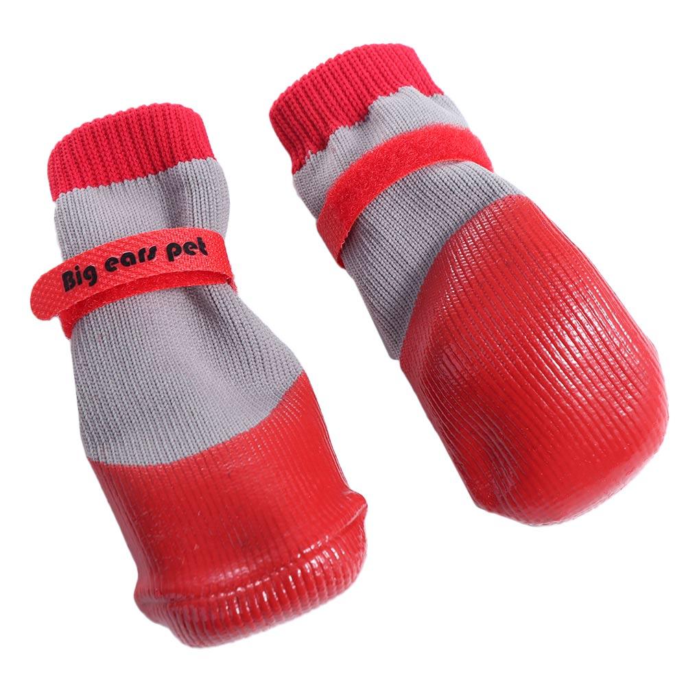 4pcs/set Soft Waterproof Puppy Socks Shoes Non-slip Wear Resistant Dog Warm Knit Socks Warm Wool/Silicone