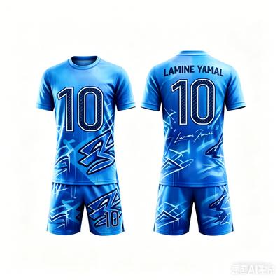 New Summer Style Yamal #10 Soccer Jersey and Shorts Set Quick Drying Andloose Fitting Children's Training Clothes