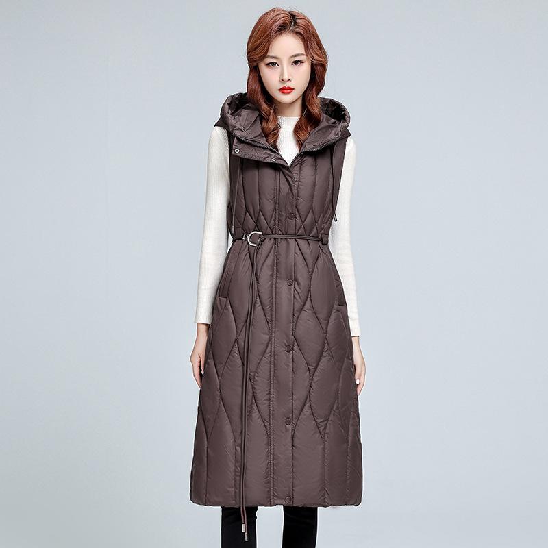 Autumn and winter fashion down cotton vest women's outer wear trend long knee waist vest loose coat