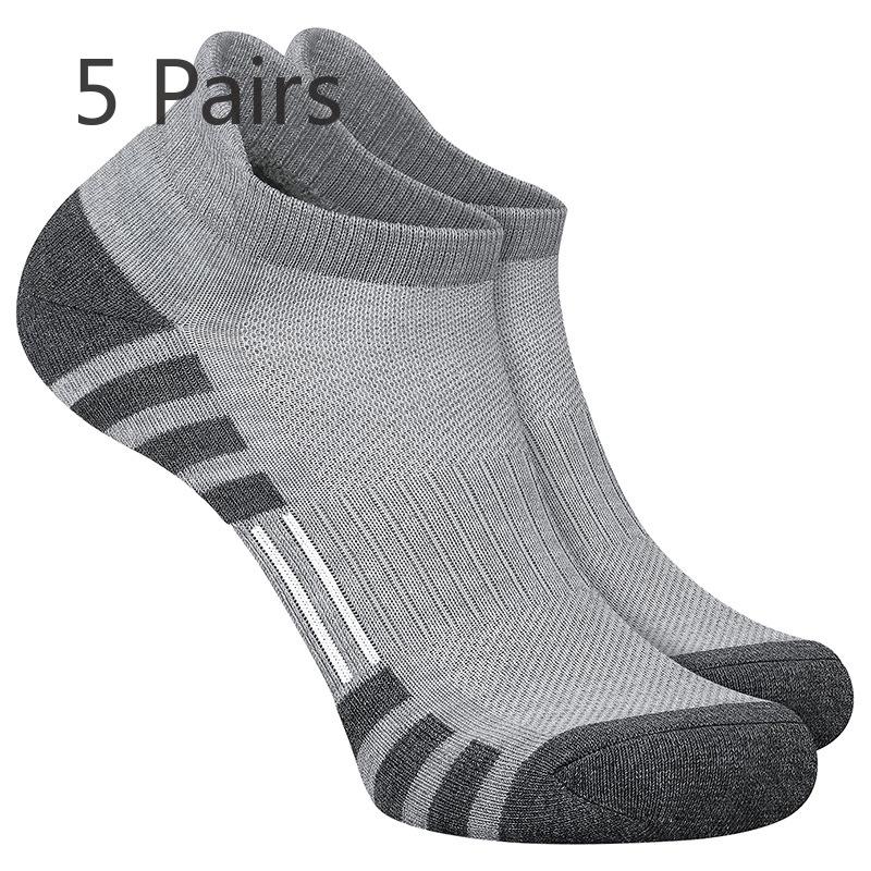5 Pairs Men's Outdoor Running Towel Bottom Mesh Breathable Quick Dry Badminton Hiking Sports Socks