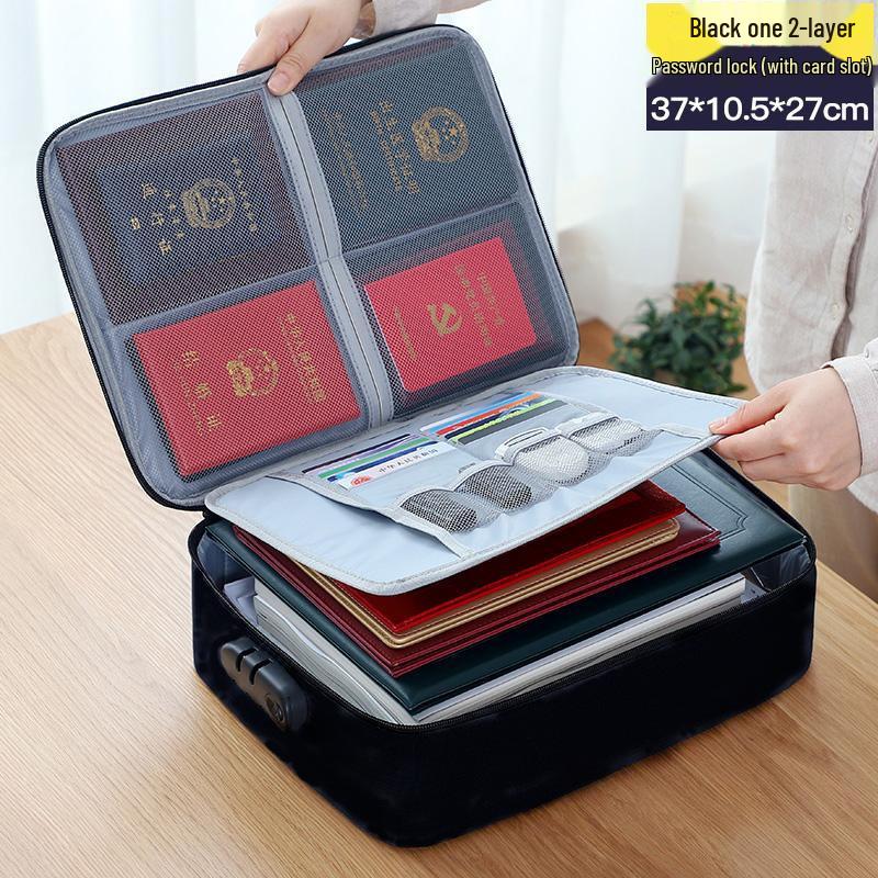 Large Capacity Multifunctional Lockable Document Bag for Family and Passport Storage