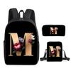 Fashion Novelty Flower letters A-Z 3D Print 3pcs/Set pupil School Bags Laptop Daypack Backpack Inclined shoulder bag Pencil Case