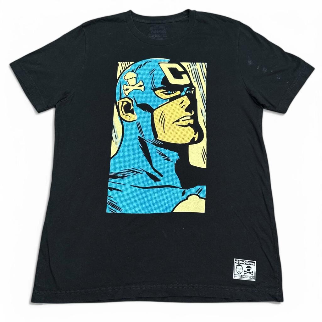 Johnny Cupcakes Captain America Tee Shirt Adult Size Large Black Graphic