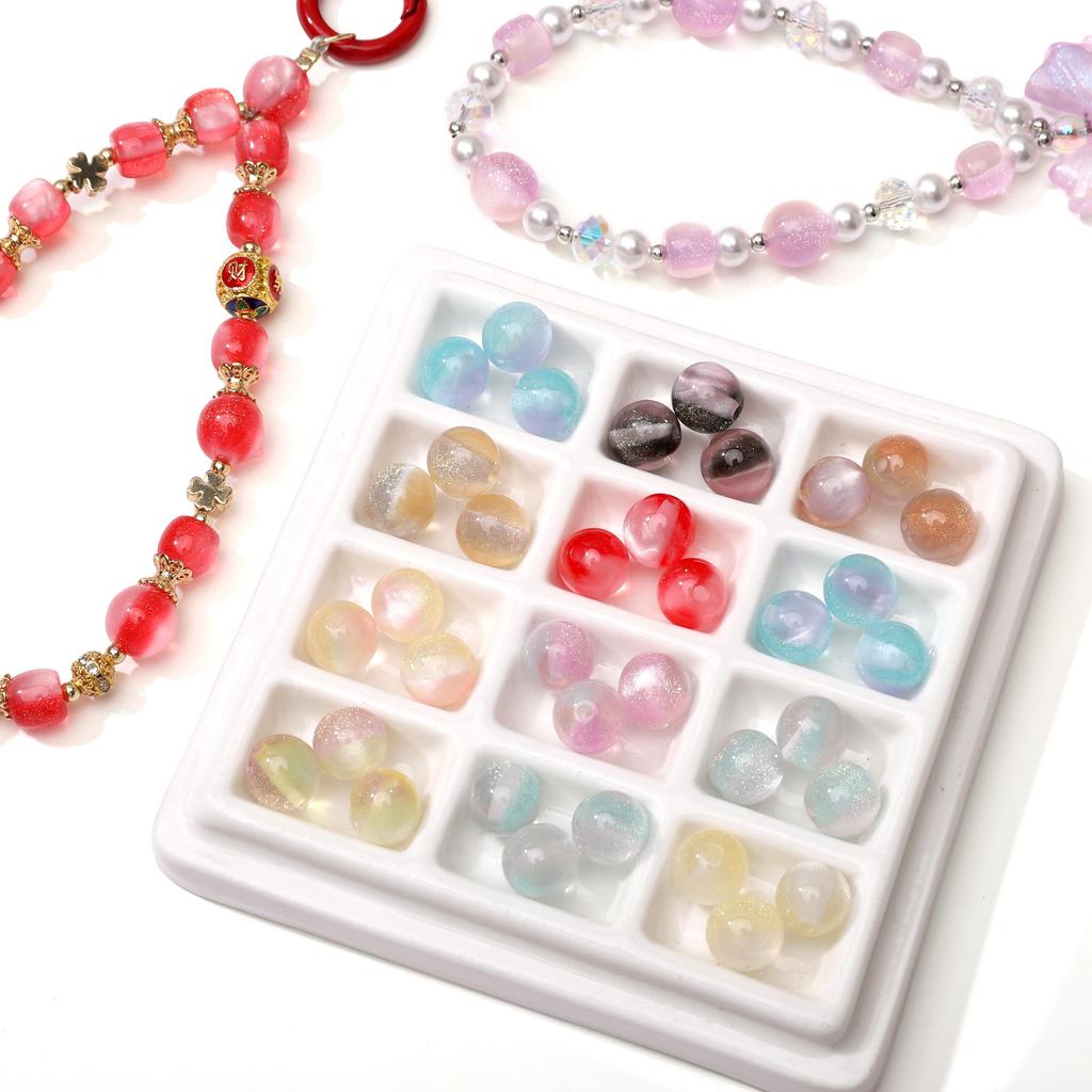Resin Gentle Round Beads for DIY Necklace Bracelet Earring Craft 10 Pcs