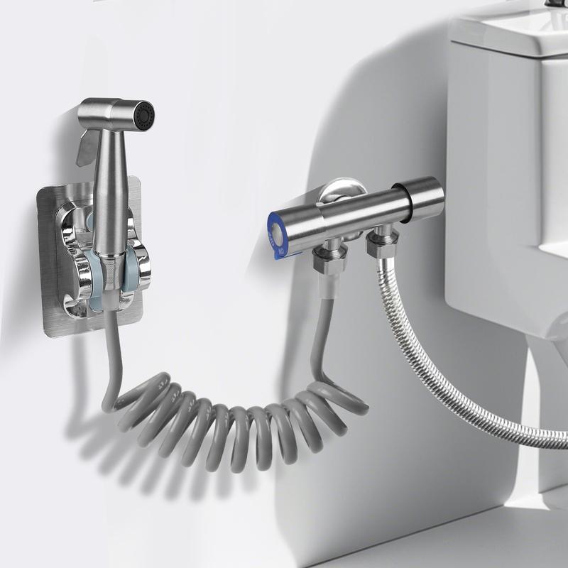 Toilet Bidet Sprayer Gun Set 304 Stainless Steel Handheld Faucet Spray With 1.5M Flexible Hose Bathroom Shower Self Cleaning