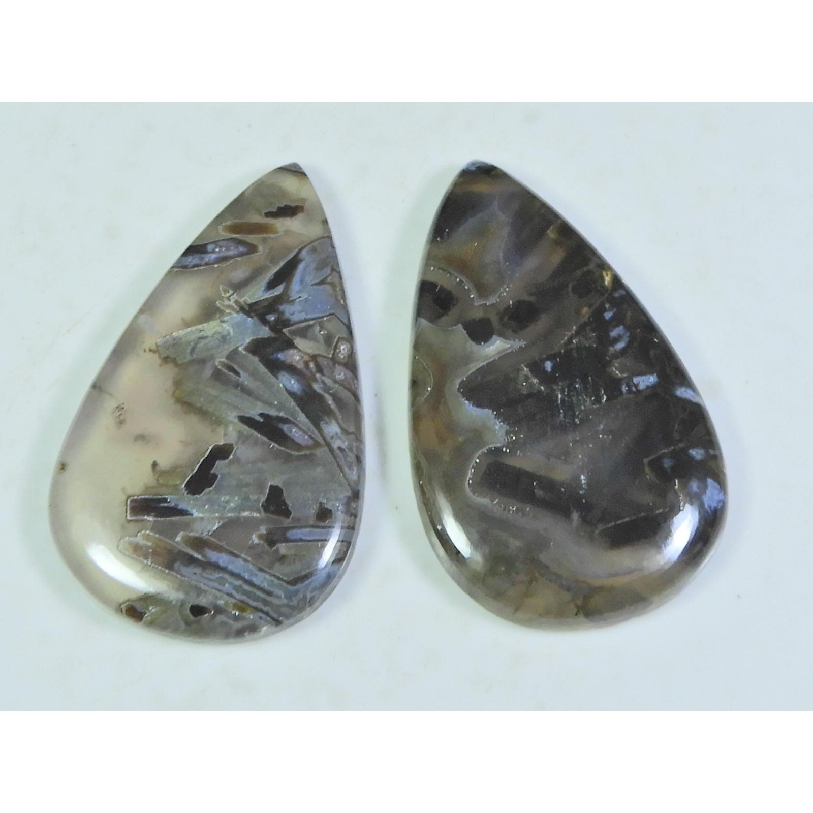 

96Cts. Natural Turkish Stick Agate Pear Cabochon Loose Gemstone 2 Pcs Lot B-112