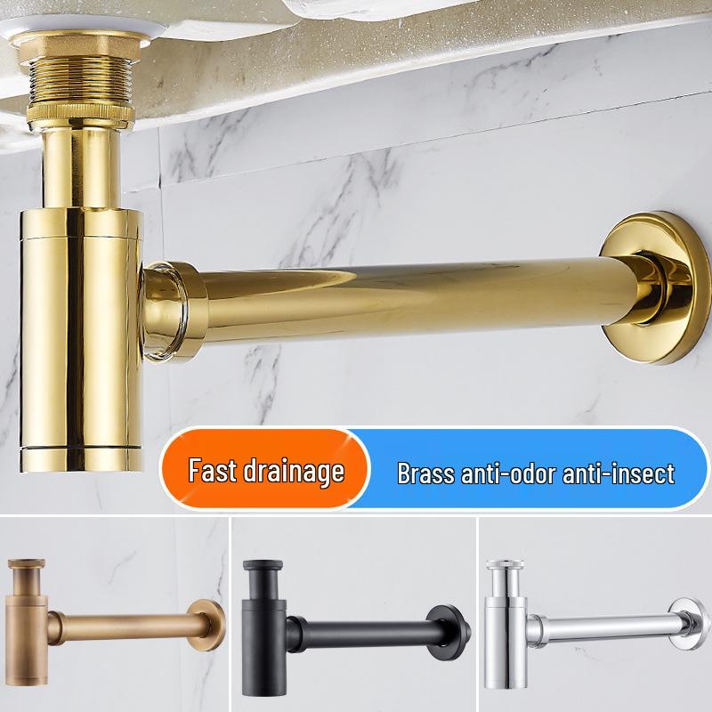 

Antique Black Copper Wall Drain Pipe with Deodorant Function Alloy Round Separator without Drain