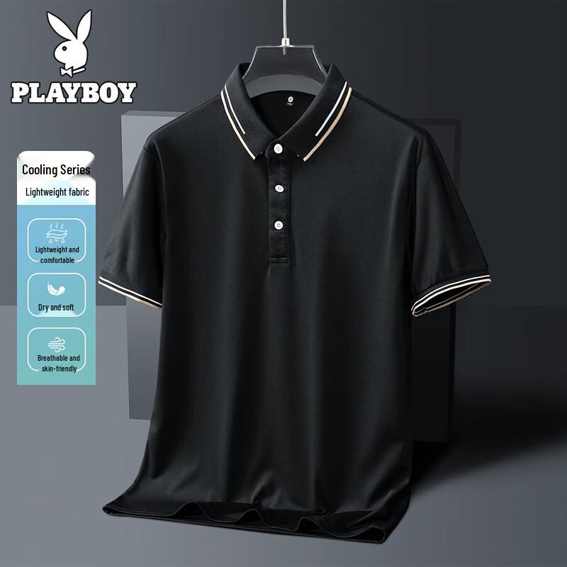 

PLAYBOY Men s Ice-Feel Breathable Polo Shirt 3XL