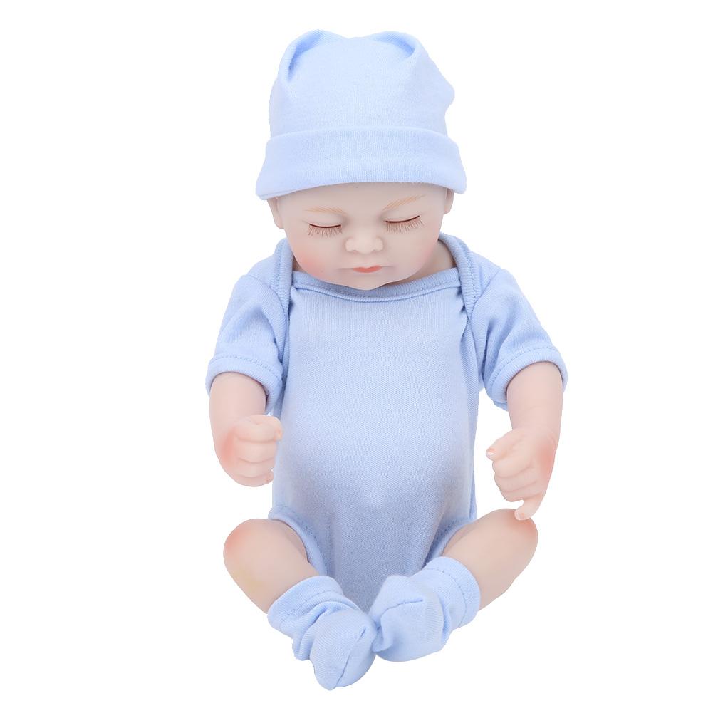 

Silicone Body Simulation Baby Doll Lifelike Baby Doll Toy Children Girls Gift 10 InchBlue Close Eyes синий