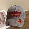 Baseball Hat Dark Blood Stain Print 3D Embroidery Problem Solved Unisex Sun Protection Baseball Hat Halloween Party Baseball Cap