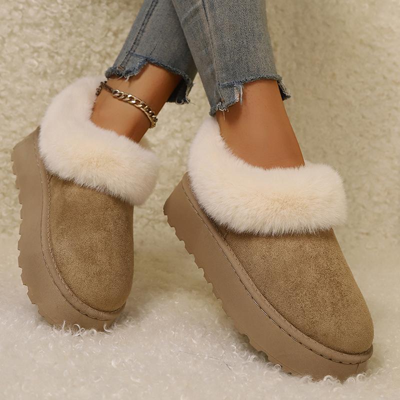 Fashion Faux Fur Platform Snow Boots for Women Non Slip Warm Winter Cotton Shoes Woman Plus Size 36-43 Thicken Plush Ankle Boots Ladies