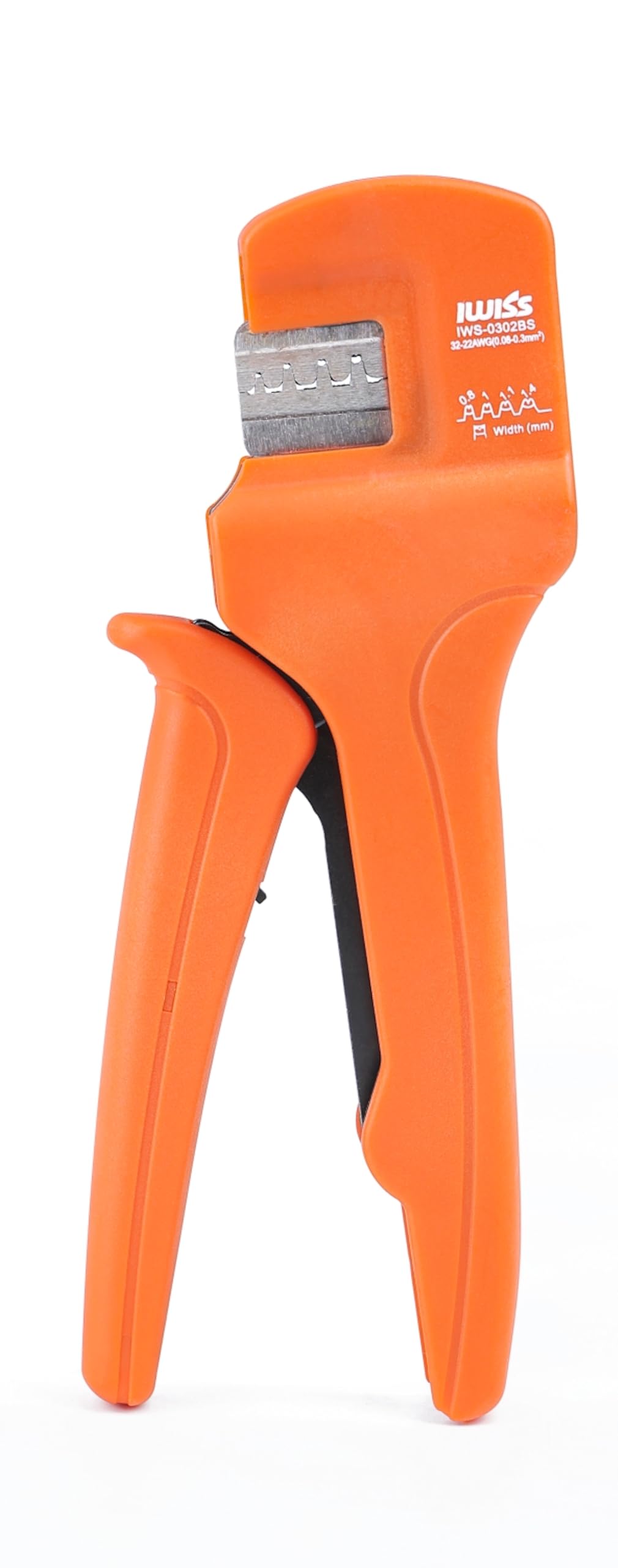 

IWISS Vertical crimping machine for JST small ratchet open compatible with tiny terminals connectors, type, barrel, 0.03-0.33mm2, IWS-0302BS