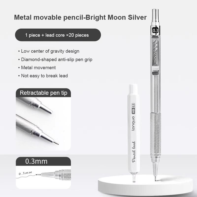 0.3 0.5 0.7 mm Full Metal Mechanical Pencil Low Center of Gravity Retractable Nib Automatic Pencils Art Drawing Sketch Pencil