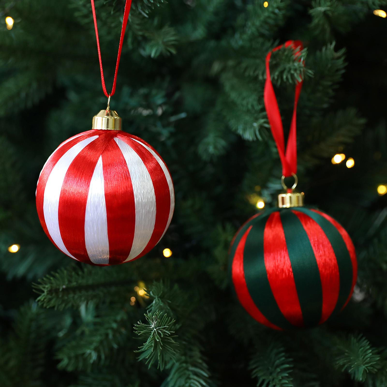 

6 Pieces Christmas Ball Ornaments Charm Pendants Tree Hanging Decorations Red Green