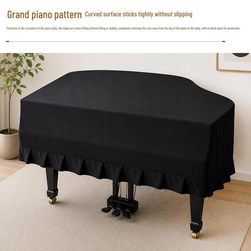 Italian Velvet Grand Piano Half Cover: High-Grade Dustproof Sunshade Luxury Cloth