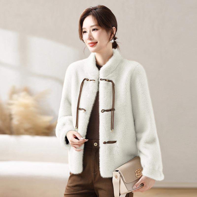 Mother's Mid-Length Faux Mink Fur Coat for Autumn and Winter Weddings