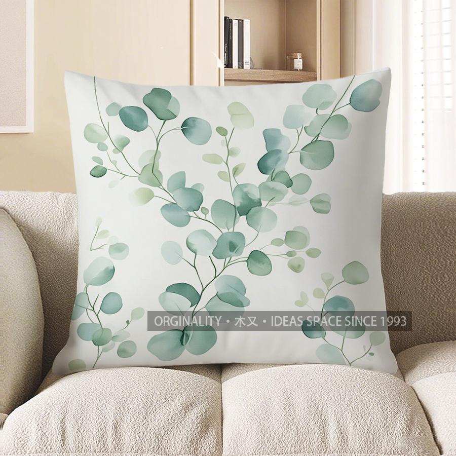 Home Decor Eucalyptus Leaf Pattern Throw Pillow For Home Pattern Cushion Cover Suitable For Sofa Bedroom Car Pillow Cover