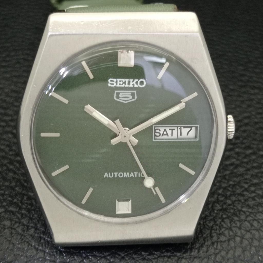 Seiko 5 AUTOMATIC JAPAN MENS 6309A VINTAGE GREEN COLOR DIAL WATCH A701241-5 R206a-a701241