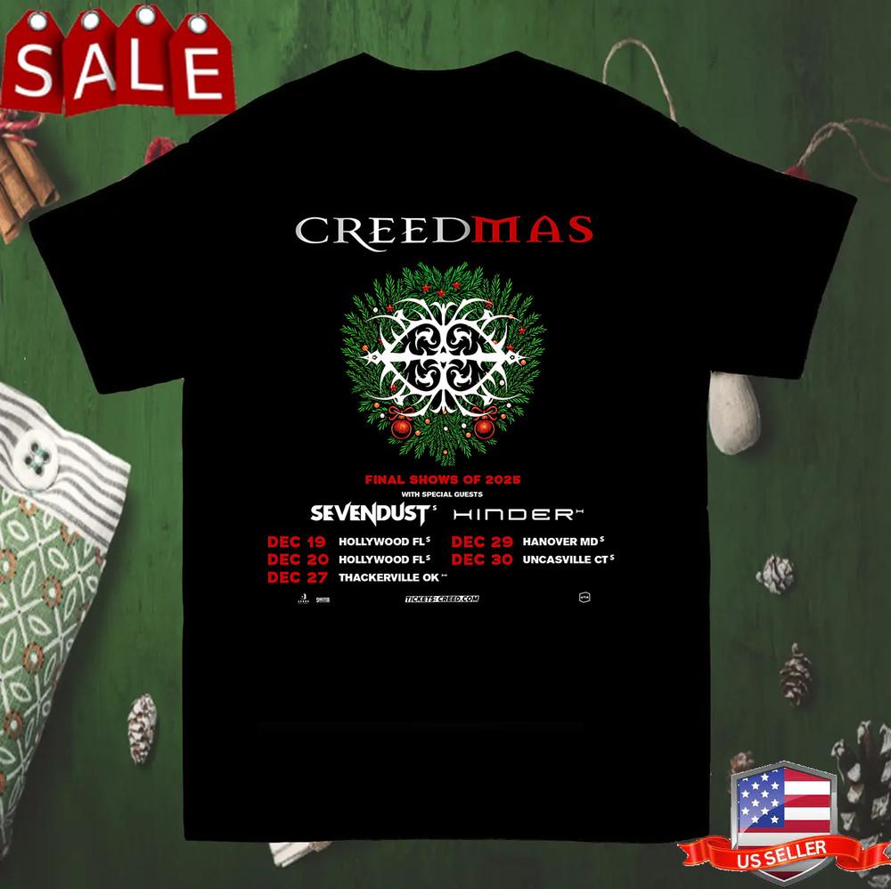 Sevendust С группой Creed Creedmas Последнее шоу Полноразмерная унисекс футболка S-5XL M