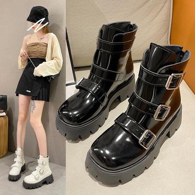 Fashion 2024 Άνοιξη και Φθινόπωρο Γυναικείες νέες κοντές μπότες με χοντρή σόλα Μπότες μοτοσικλέτας με μακριά πόδια και καθημερινό στυλ