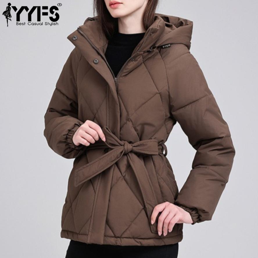 YYFS Moda donna casual autunno inverno tinta unita stampa maniche lunghe giacche e cappotti piumini