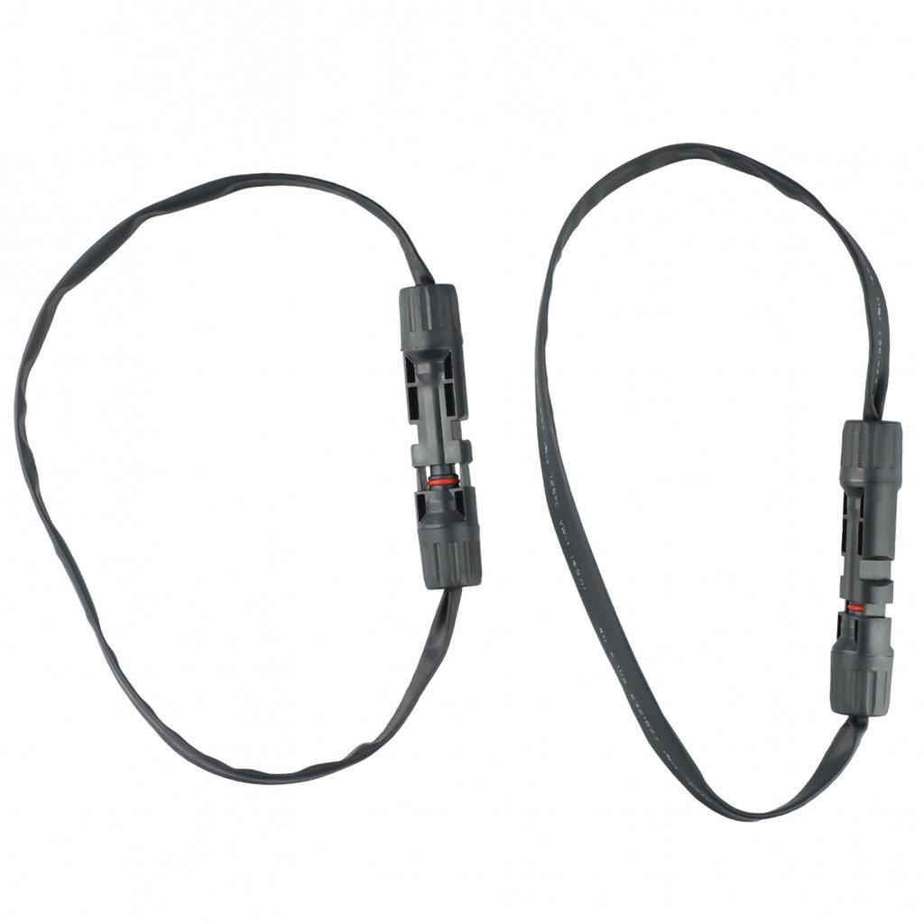 1Pair PV Solar Cable Feedthrough 50cm Cable Copper Flat Connection Cable Balcony