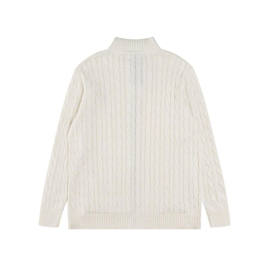 25ss Jesienno-Zimowy Wysokiej Jakości Kardigan z Splotu Warkoczowego z Kodem do Skanowania i Małym Haftowanym Logo