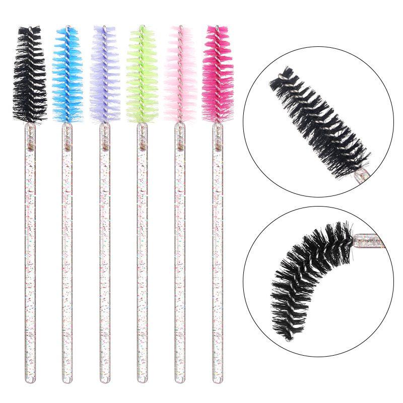 Disposable Eyelash Eye Brush With Elegant Crystal Diamond Handle And Spiral Design For Precise Makeup Application