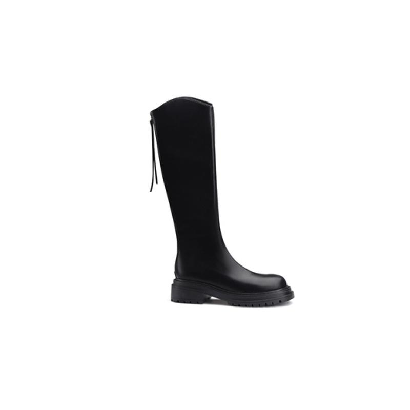 V-mouth rear zipper but knee boots women's small thick-soled high boots knight boots -