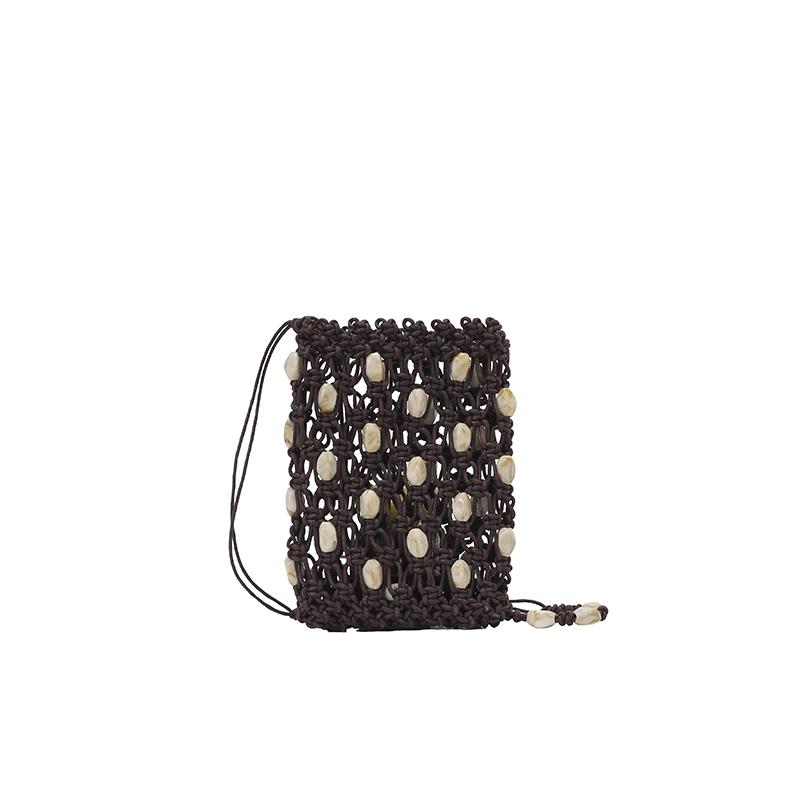 2026 New Shell Beaded Woven Drawstring Bag Handmade Macrame Crochet Shoulder Bag Summer Beach Vacati Crossbody Purse for Women