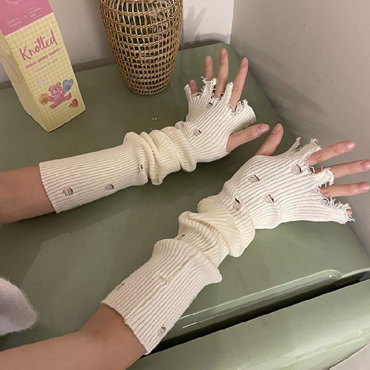 Hollowout Knit Gloves Fashion Women Accessory Fingerless Gloves Y2K Arm Decors