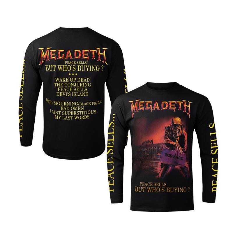 Тяжелый Металл Гиганты Критикуют Металл Megadeth Панк Рок Американская Футболка с Длинным Рукавом Осень Мужская Мода Топ XL