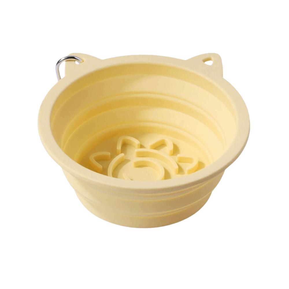 

Силиконовая портативная миска для питомца на присоске, миска для кормления собак, кормушка для медленного кормления для кошек, щенков S жёлтый