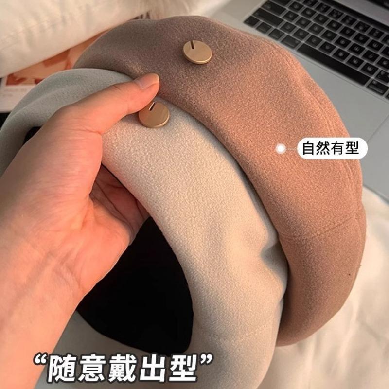 Beret Women's Autumn and Winter Hat Versatile Octagonal Hat New Black Face Painter Hat Bud Hat