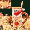 Creative Hand-painted Ceramic Mug Large-capacity Cartoon Mug Cute Water Mug Couple Santa Claus Mug