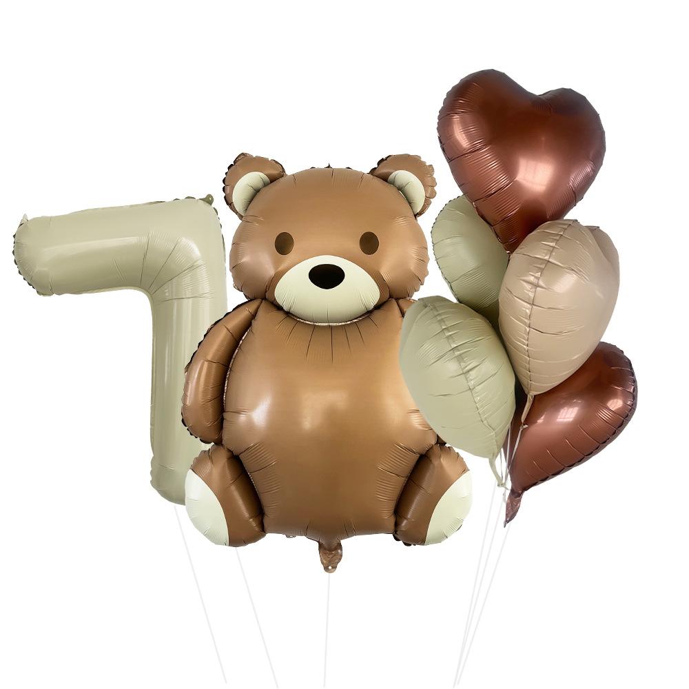 Matte Bear Aluminum Film Balloon Set Love Digital Children'S Birthday Party Decoration Decoration Bear Birthday Party