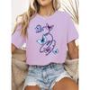 Women's Butterfly Print Round Neck T-Shirt - All-Season Comfort Stretchy Casual Top with Artistic Line Design,