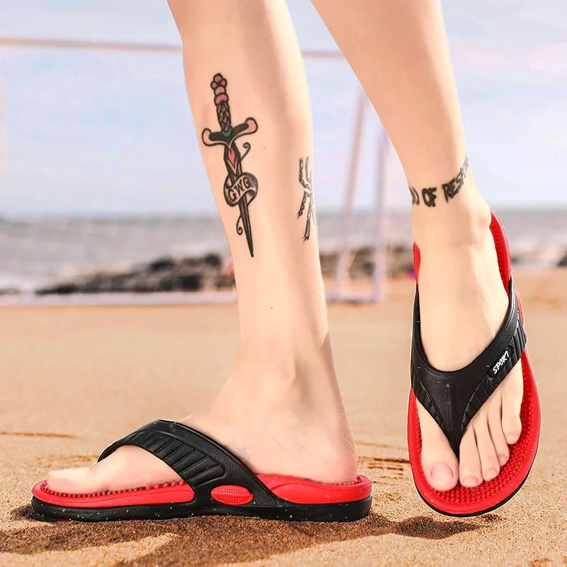 Massage Flip Flops for Men Summer Breathable Beach Shoes Sandals 46 Men Flip Flops Breathable Plus Big Size Men Slippers