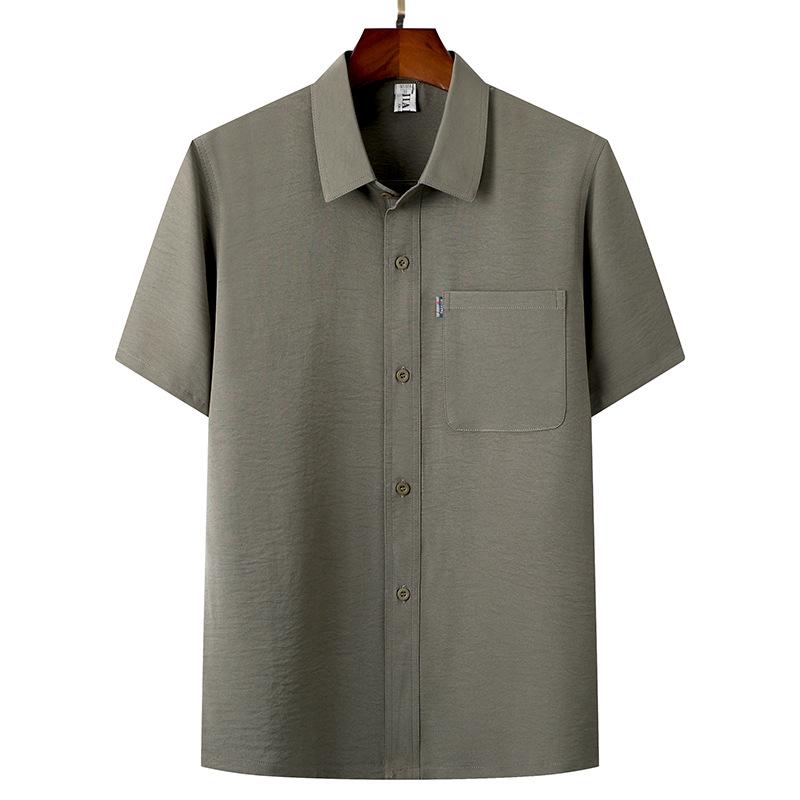 Ice Silk Short-Sleeve Shirt & Lapel Two-Piece Summer Set for Middle-Aged and Elderly Men