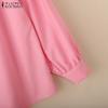 ZANZEA Blusa Casual de Mujer con Cuello Redondo, Color Sólido, Manga Larga Holgada