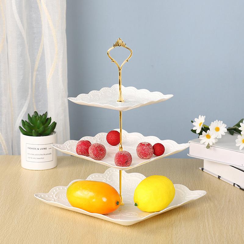 Abnehmbarer Tortenständer im europäischen Stil, 3 Ebenen, Gebäck, Cupcake, Obstteller, Servierteller, Desserthalter, Hochzeitsfeier, Heimdekoration