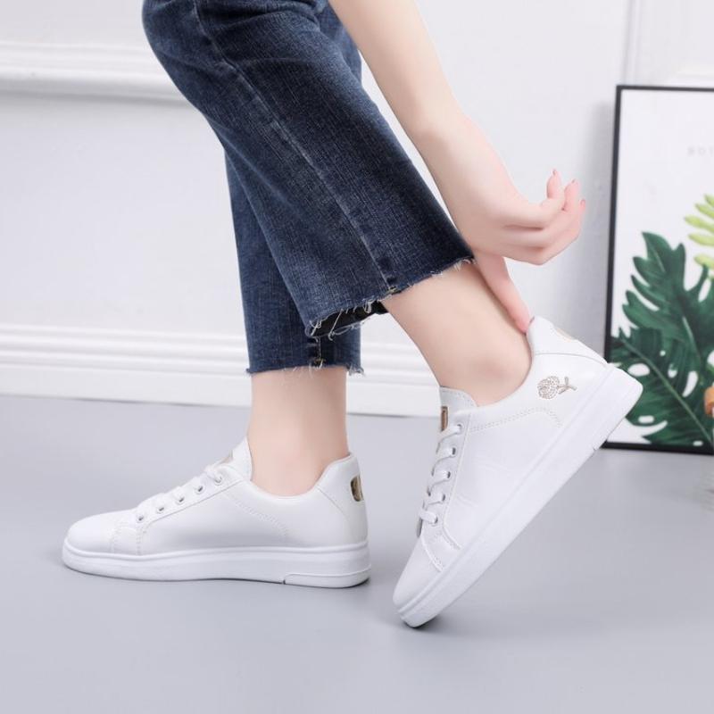 Shoes Women Running Spring Autumn Fashion White Breathable Embroidered Flower Lace-Up Casual Sneakers De Mujer