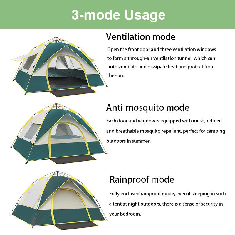 Barraca Totalmente Automática para 2-3 Pessoas/3-4 Pessoas À Prova de Chuva À Prova de Vento Toldo Sombreamento Praia Camping Caminhadas Barraca Camping Viagem Barraca Familiar Azul/Verde