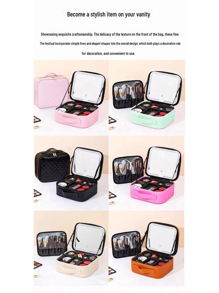 Portable LED Makeup Case with Large Mirror and Handle
