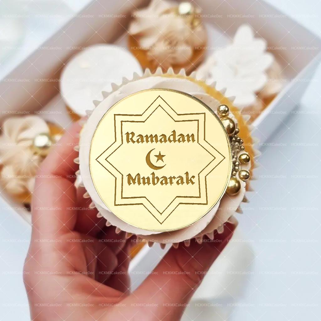 5pcs/10pcs Eid Mubarak Ramadan Kareem Acrylic Cupcake Toppers Mirror Gold Cake Topper Ramadan Mubarak Party DIY Decorations Supp