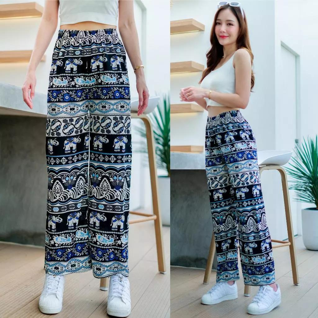 

Брюки-слоны Регулируемый Высокий Эластичный Пояс Женские Сексуальный Принт Таиланд Повседневная Уличная Одежда Пляжная Летняя Богемный Ретро Винтаж One size