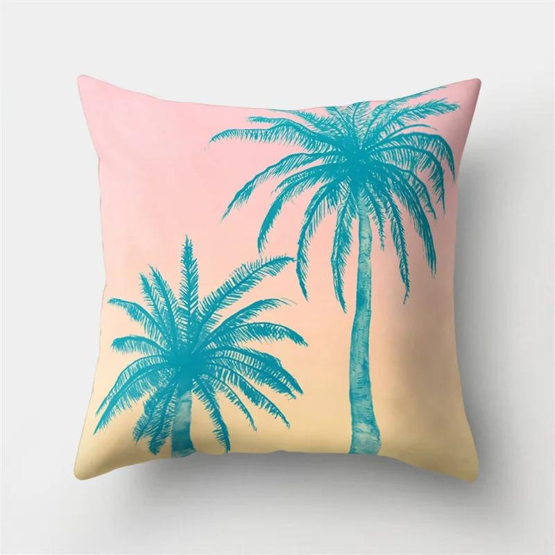 Office Living Room Home Pillowcase Green Leaf Coconut Tree Pattern Pillowcase Car Ornaments