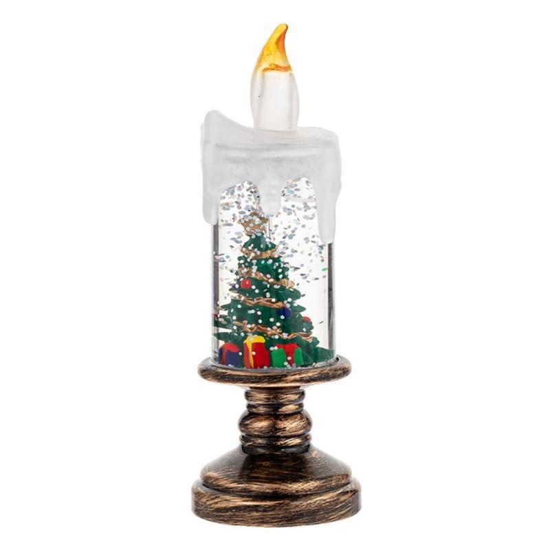 Snow Globe Candle Lamp With Realistic Floating Snowflakes Safe Plastic Design For Christmas Winter Party Homes Decors